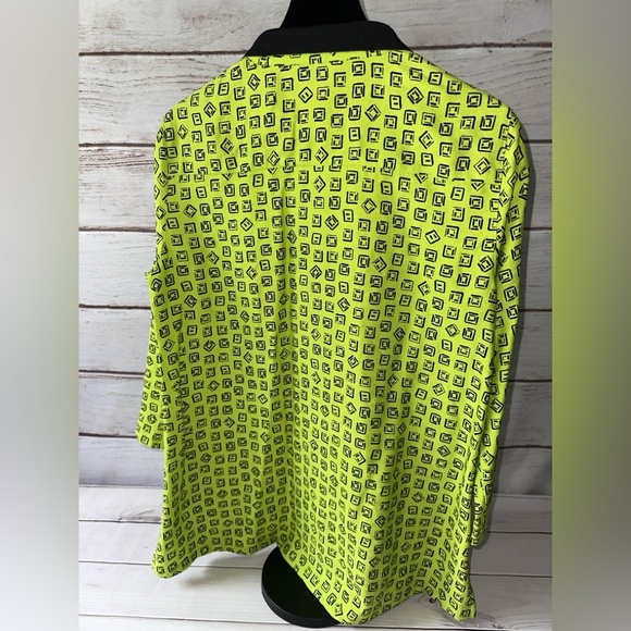 Ali Miles Lime Green Geometric Button-Up Shirt – Size Medium Unique Statement - Picture 2 of 6